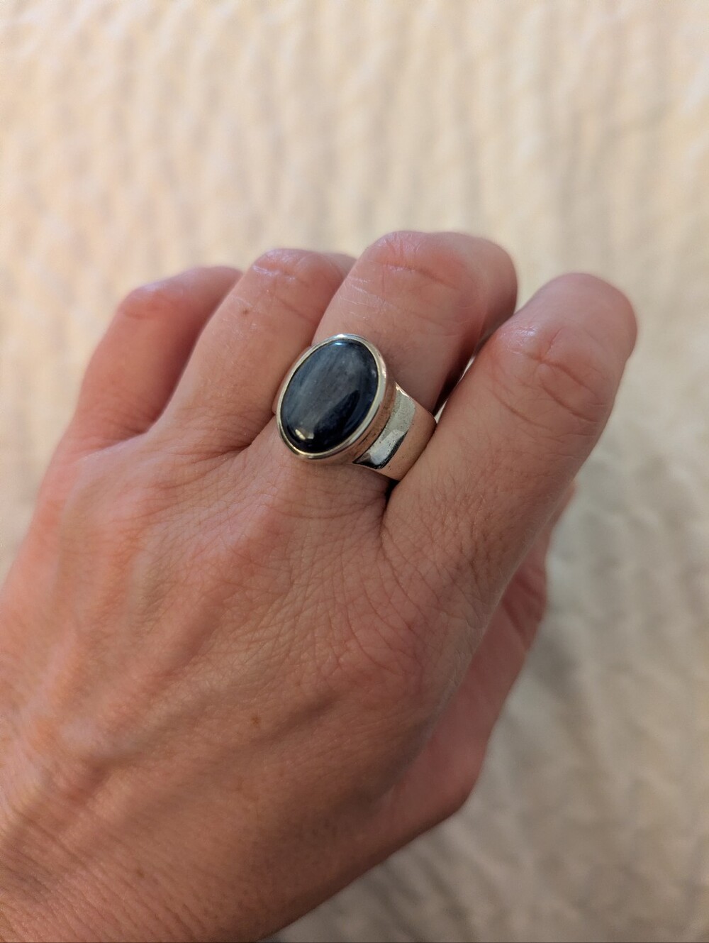 Blue Kyanite Stone With Sterling Silver Ring size 6.5-7